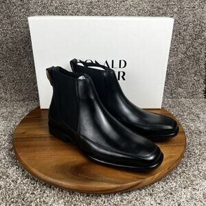 Donald Pliner Boots Mens Size 9 M Black Gunter Chelsea Leather Slip On Shoes